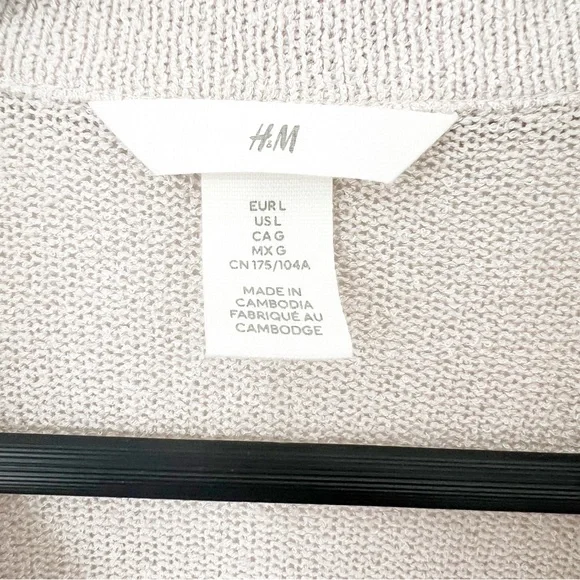 H&M Beige Textured Knit Polo Shirt Size L - Picture 5 of 6